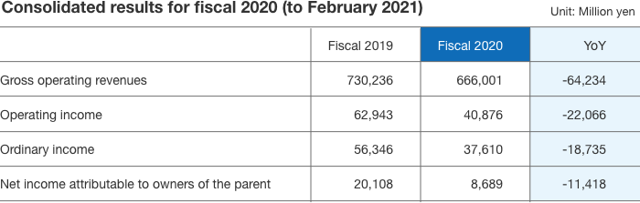 Consolidated results for fiscal 2020 (to February 2021)